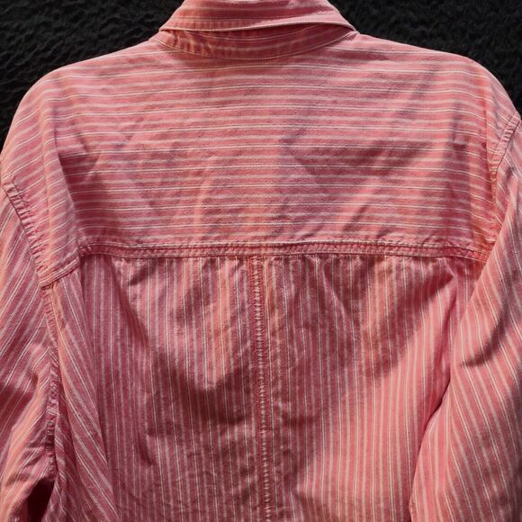 Liz & Me Womens Button Up Pink Size 22/24 100% Cotton Striped Roll-Tab Sleeve - Picture 13 of 13